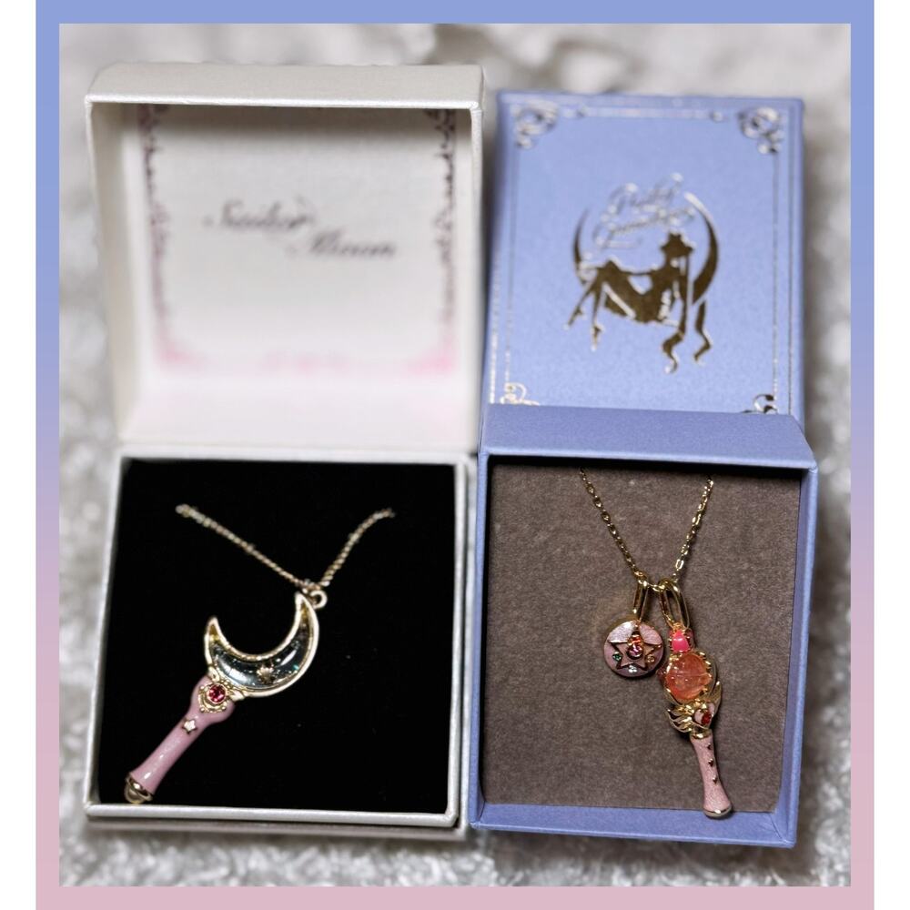 Pretty Guardian Sailor Moon Fan Club Cutie Moon Stick Rod Pendant Necklace Lot